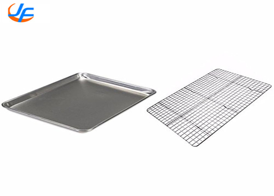 RK Bakeware China-Half Size 16 Gauge Wire in Rim Aluminum Baking Tray con scaffale di raffreddamento a piedi