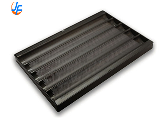 RK Bakeware China Foodservice 5 file di alluminio non appiccicoso perforato Baguette Tray