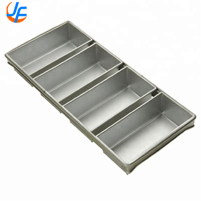 RK Bakeware China- 4 Strap Silicone Glazed Aluminum Loaf Pans/Pullman Pan Pan Set Bread Mould Cake Loaf Pan