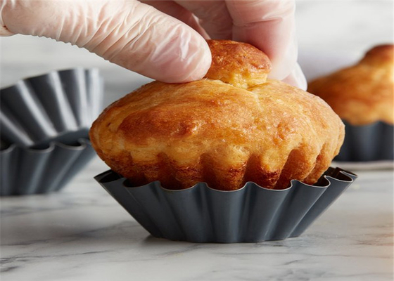 RK Bakeware Cina Foodservice NSF Telfon Nonstick Aluminum Cake Mould Mini Fluted Brioche Cake Pan Mold