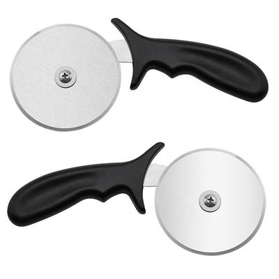 Tagliatrice di pizza in acciaio inossidabile da 10 cm con maniglia Pp rotonda Tagliatrice di pizza in plastica Server