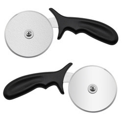 Tagliatrice di pizza in acciaio inossidabile da 10 cm con maniglia Pp rotonda Tagliatrice di pizza in plastica Server