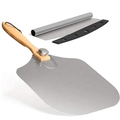 12*14 pollici forno pizza squadrato buccia manico di legno di alluminio pala da pizza con 14 pollici di acciaio inossidabile set taglia