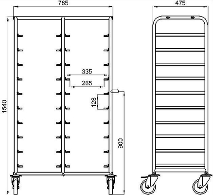 RK Bakeware China Foodservice NSF 600 × 400 mm Forno da forno Trolley, Gastronorm Trolley in acciaio inox